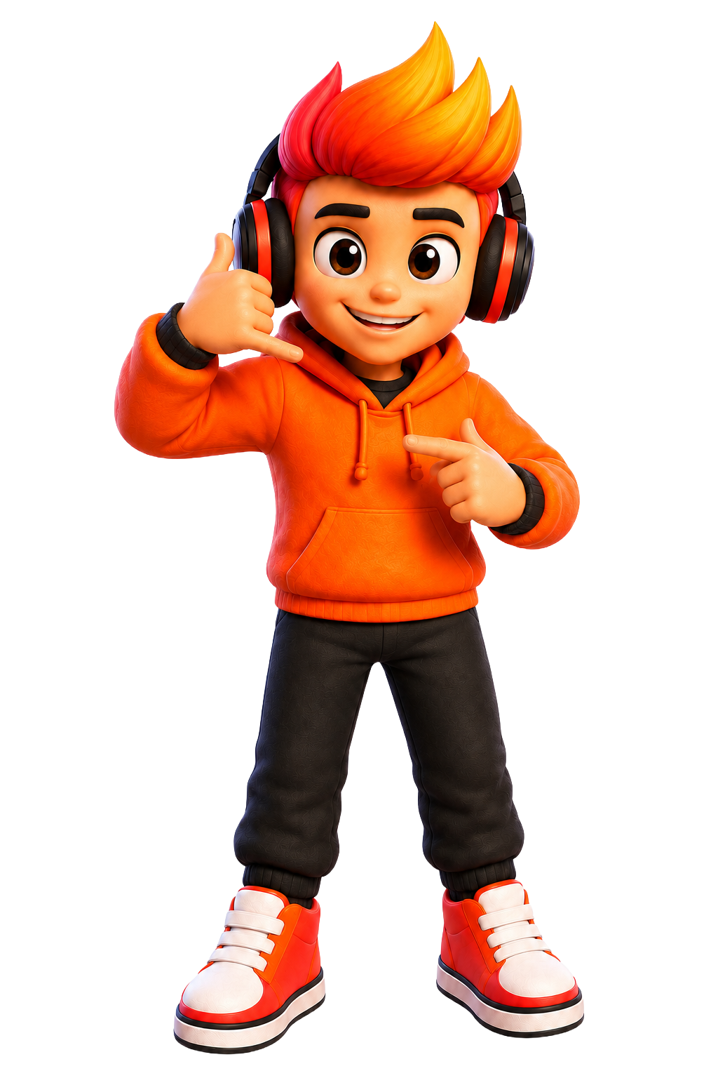 GameON character making a call-me gesture
